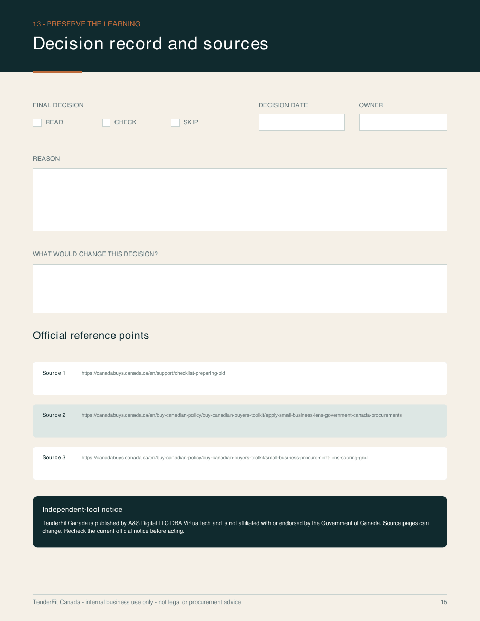 Fillable READ CHECK or SKIP decision record with official sources
